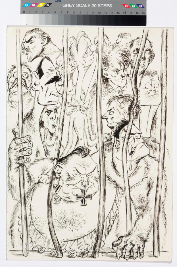 Comicseite mit einer Gruppe von Menschen hinter Gittern unter einem tiefblauen Nachthimmel mit Sternen, betitelt "Grimm Fairy Tales 1-A by Dark Horse" oben und fetter weißer Text unten.