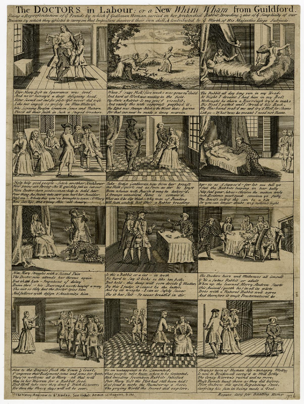 Ein Blatt mit Abbildungen eines Arztes im Laborkittel, einer Krankenschwester in einem Kleid und eines Patienten in einem Krankenhausbett sowie einem Text, der die Ärzte und ihre Arbeit beschreibt.