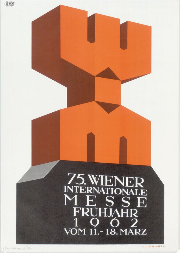 Plakat für die 75. Internationale Messe Frühlings in München, Deutschland, mit einer farbenfrohen zentralen Skulptur und Eventdetails auf einem weißen Hintergrund.