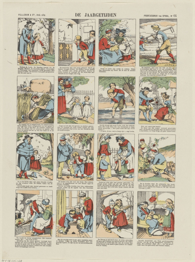 Cartoon-Illustration eines Mannes und einer Frau im Gespräch auf einer Buchseite, umgeben von spielerischem Text und Bildern.