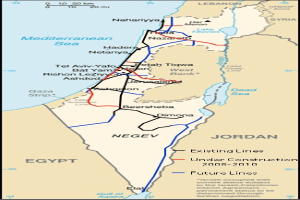 Eine detaillierte Karte von Israel und Palästina, die Städte, Flüsse und andere geografische Merkmale zeigt, mit Text und Linien, die das Ausmaß des Konflikts zwischen den beiden Ländern angeben.